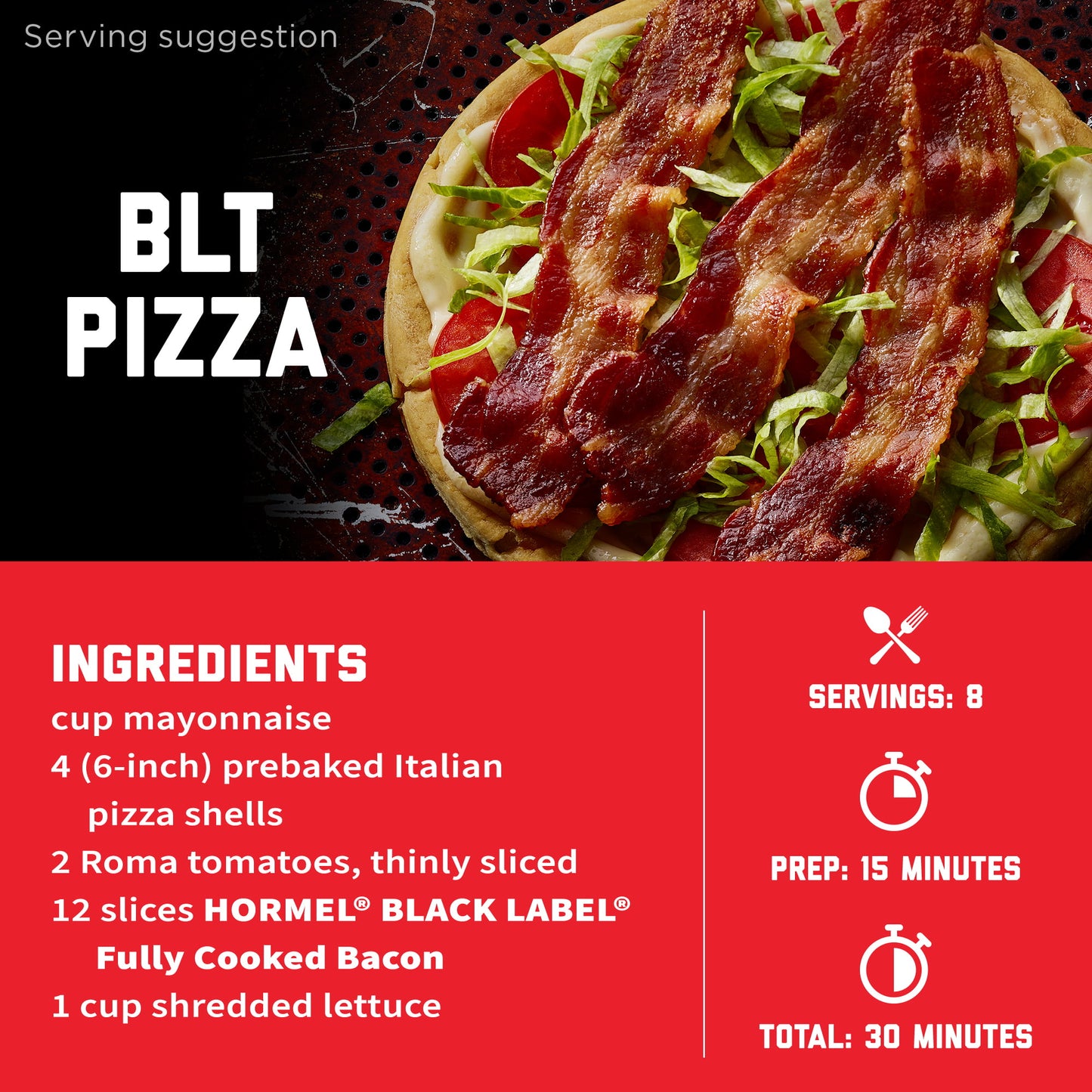 Hormel Black Label, Fully Cooked Pork Bacon, Family Pack, 7.56 oz