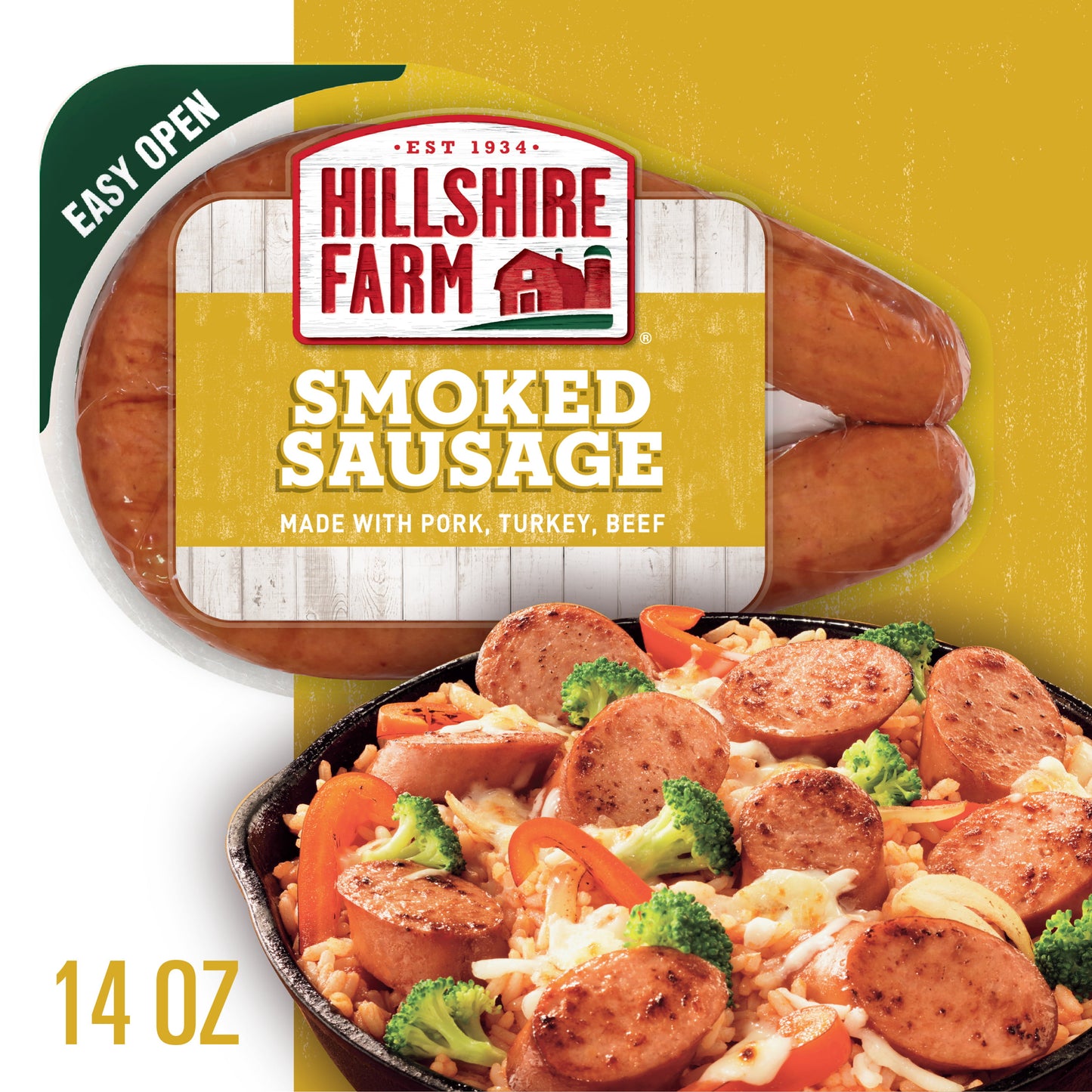 Hillshire Farm Smoked Sausage made with Pork Turkey and Beef, 14 oz
