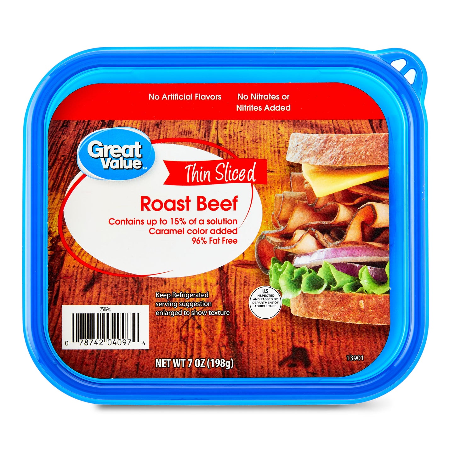 Great Value Roast Beef Lunchmeat, 7 Ounces