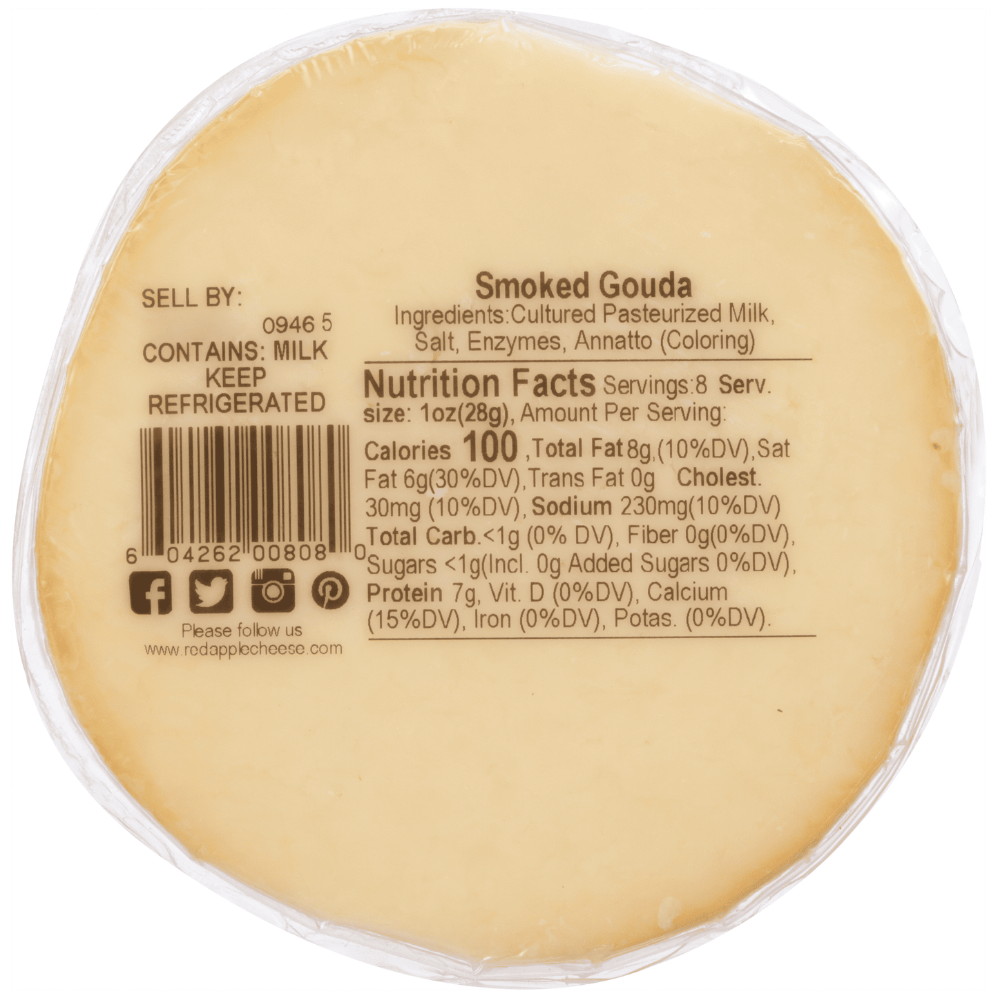 Red Apple Cheese Apple Smoked Natural Gouda, 8 oz Round