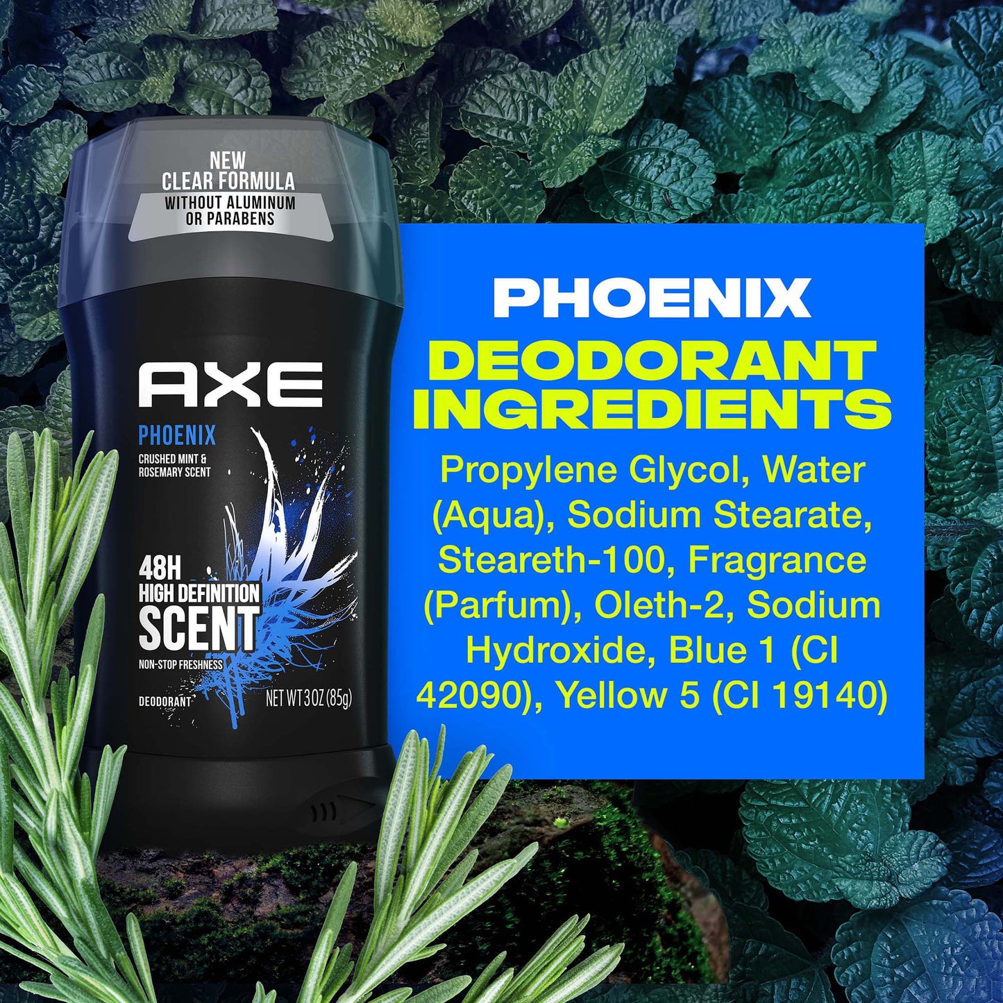 AXE Phoenix Crushed Mint & Rosemary 48H High Definition Scent Deodorant 3 oz Twin Pack