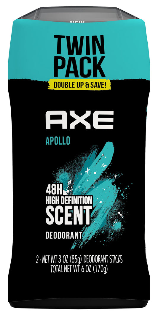 Axe Deodorant Stick for Men Apollo Sage & Cedarwood, 3 oz Twin Pack