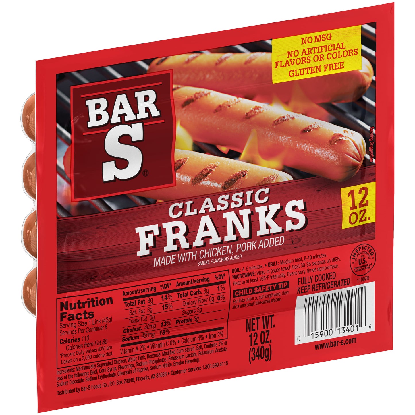 Bar S Classic Chicken Franks, 12 oz, 8 Count