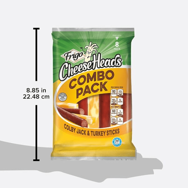 Frigo Cheese Heads Colby Jack Cheese & Turkey Sticks, 6.3 Oz, 8 Count