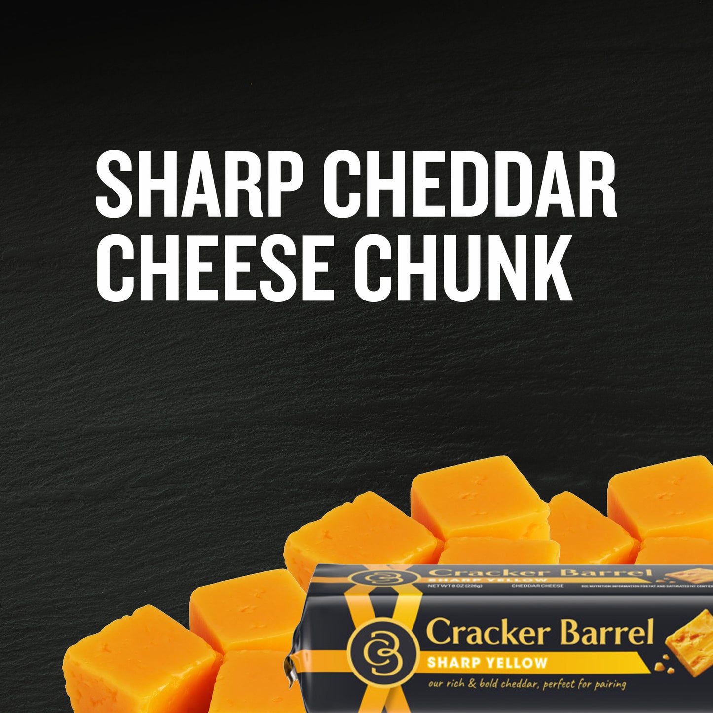 Cracker Barrel Sharp Yellow Cheddar Cheese, 8 oz Block