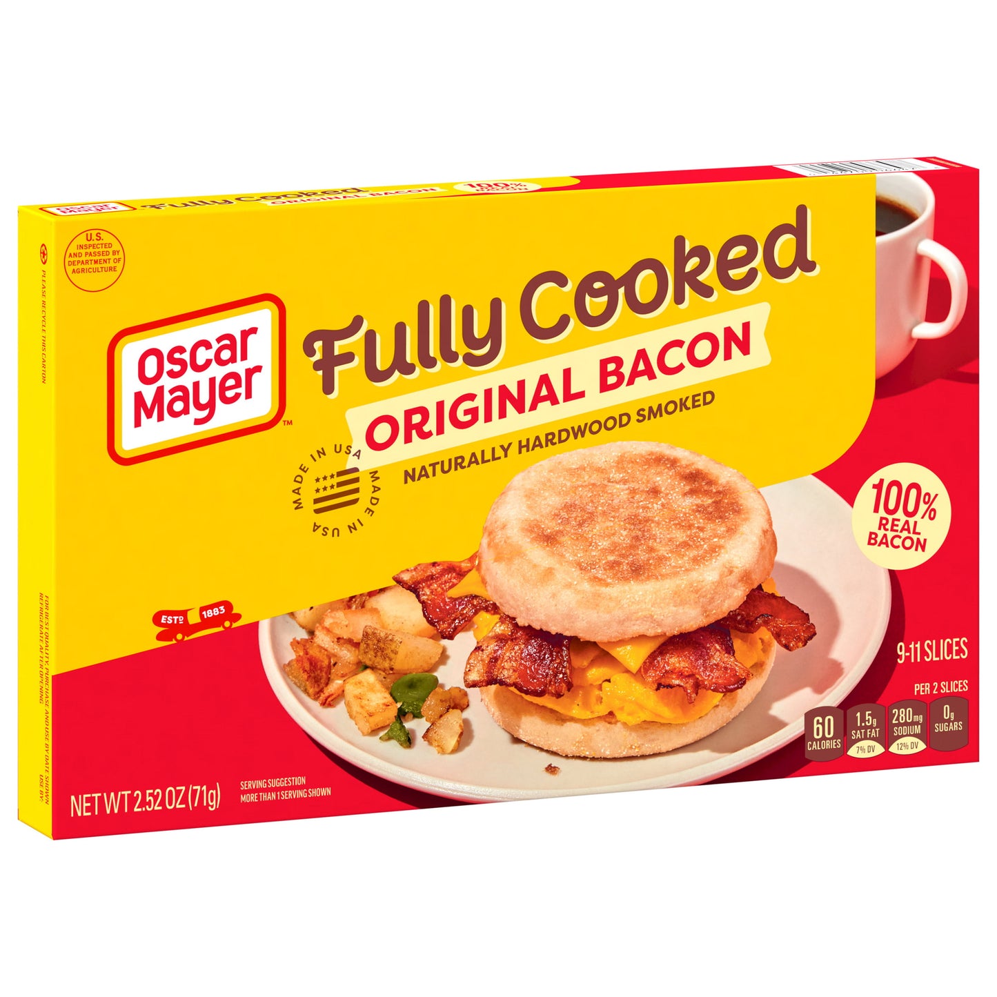 Oscar Mayer Fully Cooked Original Bacon, 2.52 oz Box