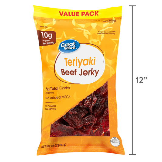 Great Value Teriyaki Beef Jerky Value Pack, 10 oz