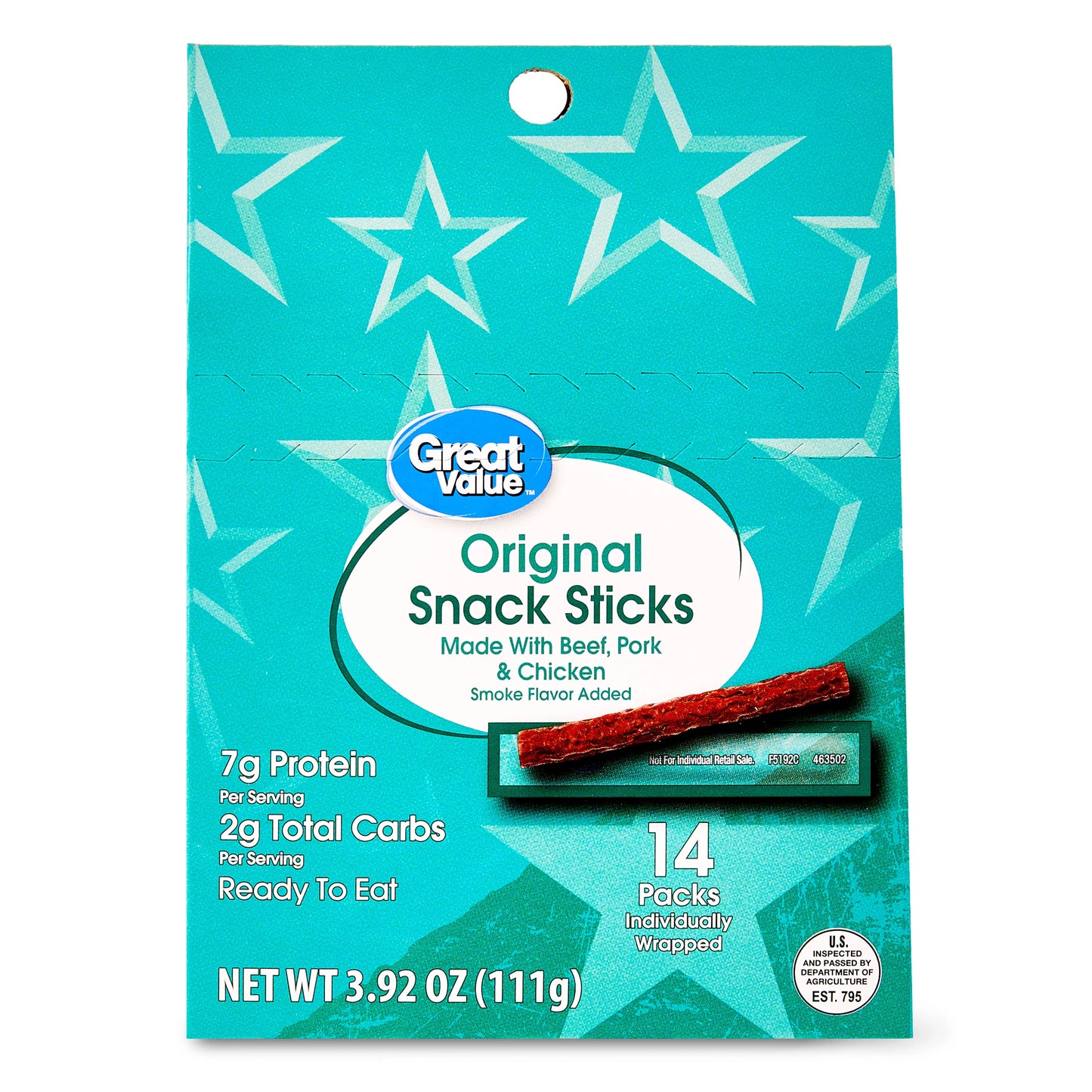 Great Value Original Snack Sticks, 3.92 oz, 14 Coun