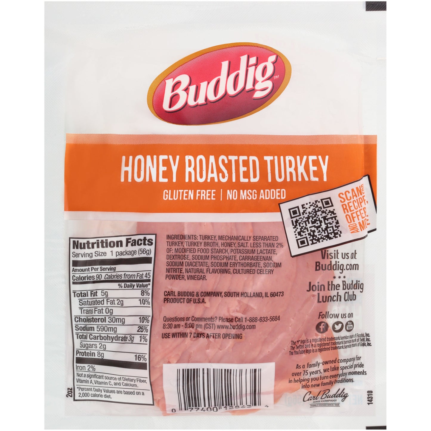 Buddig Original Honey Roasted Turkey, 2 oz