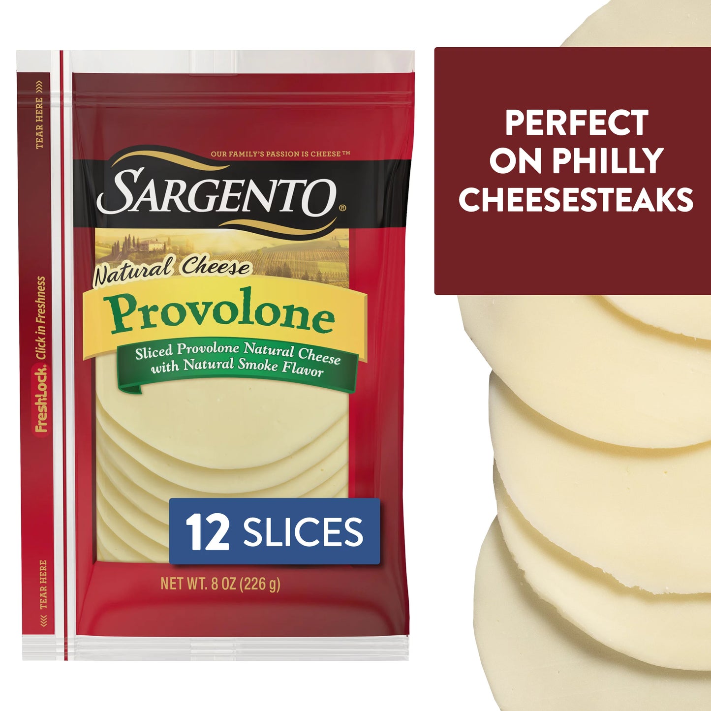 Sargento® Sliced Provolone Natural Cheese with Natural Smoke Flavor, 12 slices