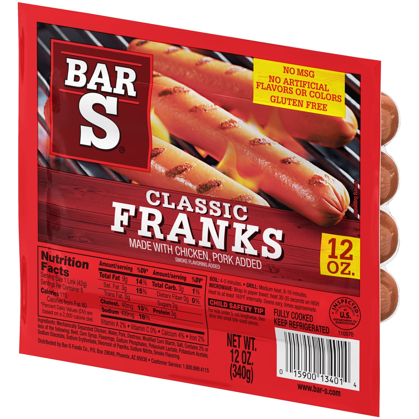 Bar S Classic Chicken Franks, 12 oz, 8 Count