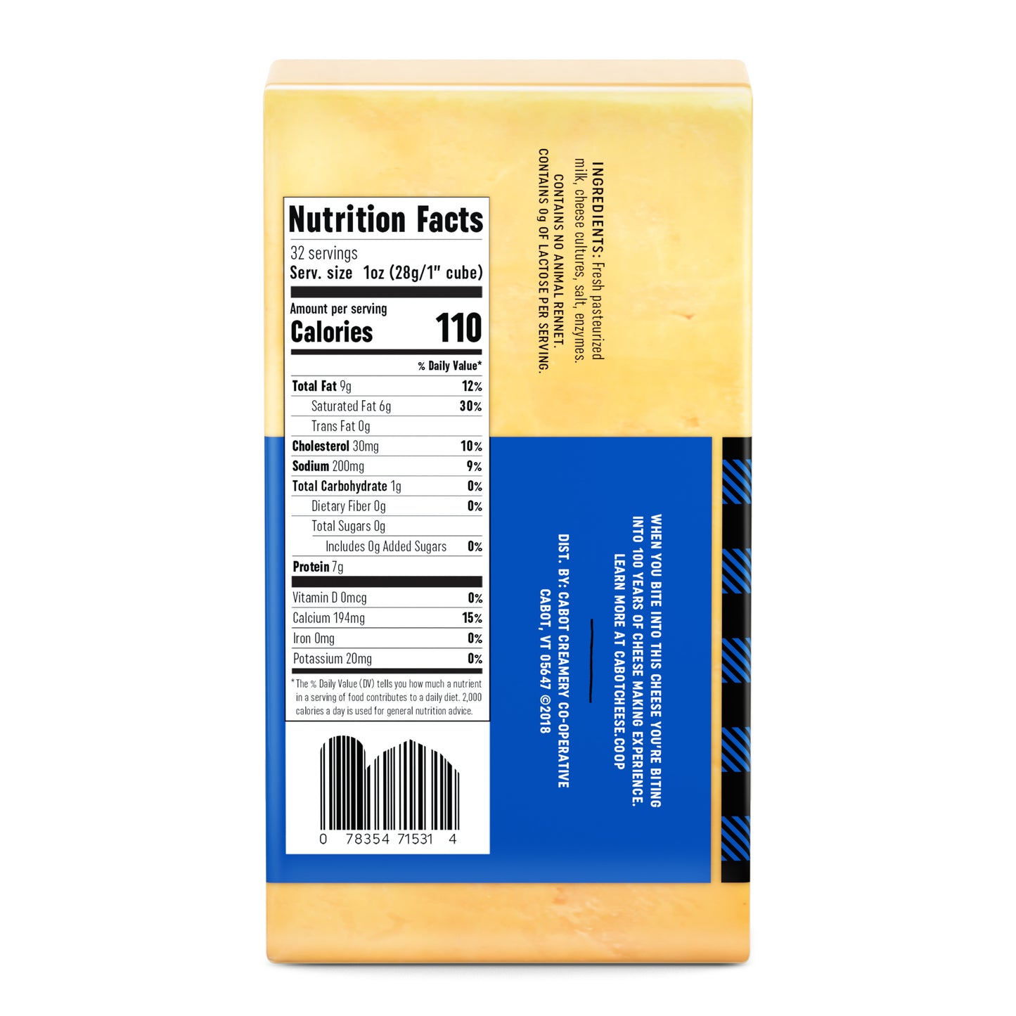 Cabot Extra Sharp Yellow Cheddar Cheese, 2 Lbs