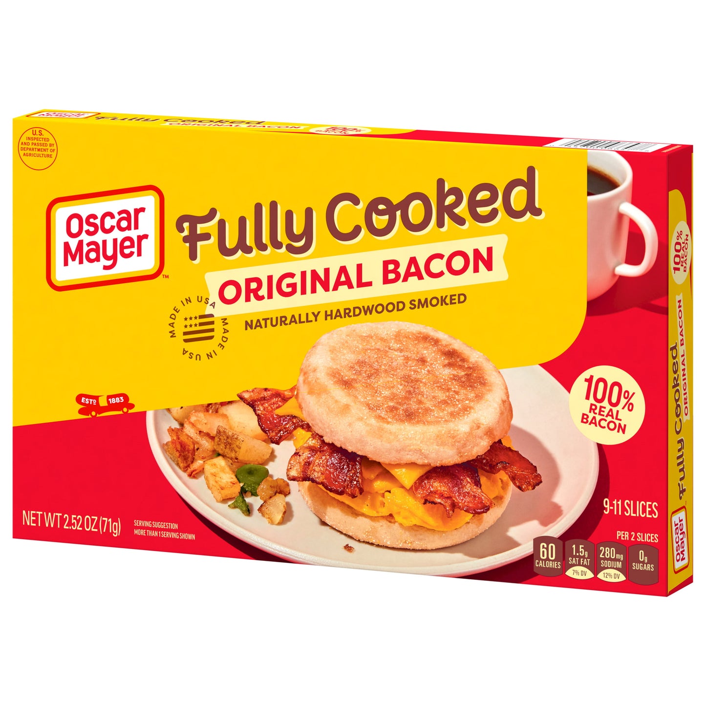 Oscar Mayer Fully Cooked Original Bacon, 2.52 oz Box