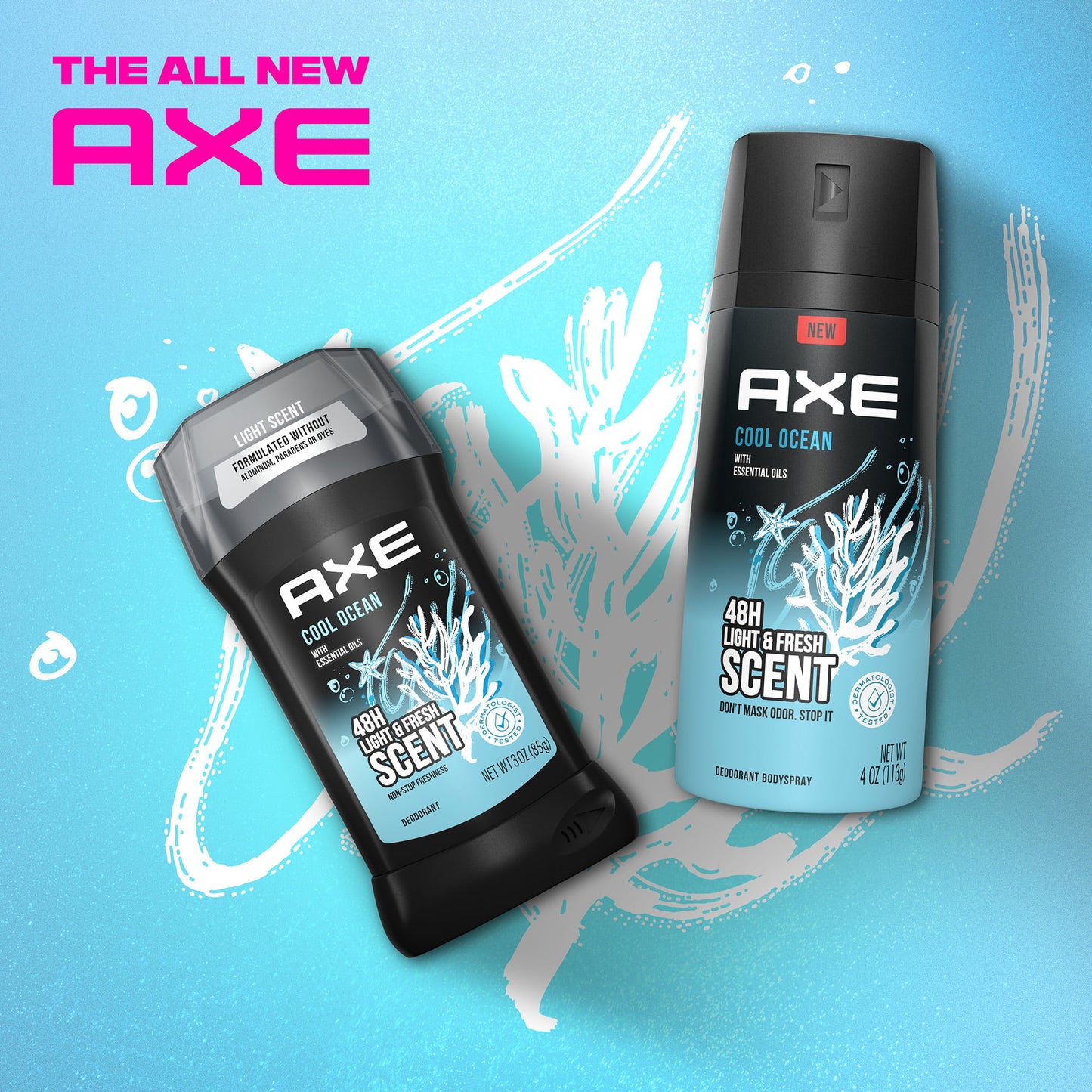 Axe Cool Ocean Light Fresh Scents Deodorant 3 Oz