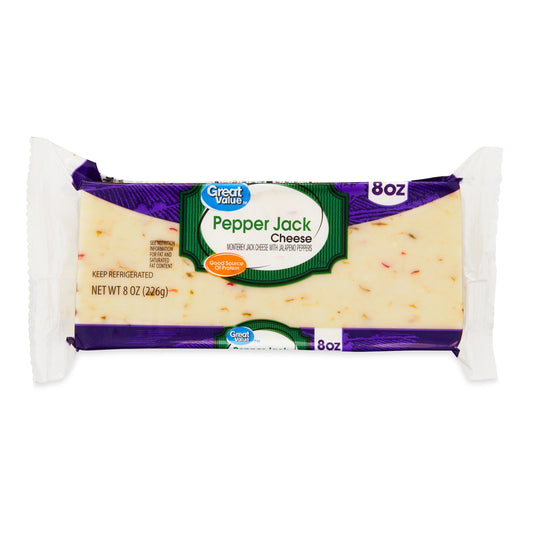 Great Value Pepper Jack Cheese, 8 oz