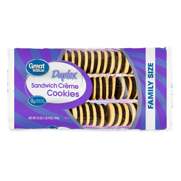 Great Value Duplex Sandwich Crème Cookies Family Size, 25 oz