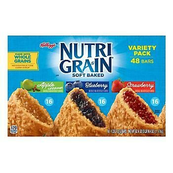 Kellog’s Nutrigrain Bars 48ct (16 Apple Cinnamon, 16 blueberry, 16 strawberry)