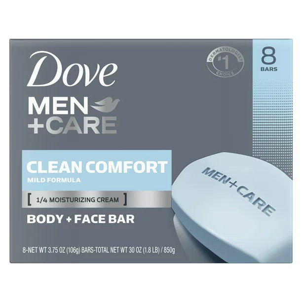 Dove Men Care Clean Comfort Body, Face Shave Bar 3.75 Oz 8 Bars