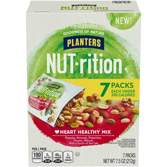 Heart Healthy Mix with Peanuts, Almonds, Pistachios, Pecans, Walnuts & Sea Salt, 7 ct Packs