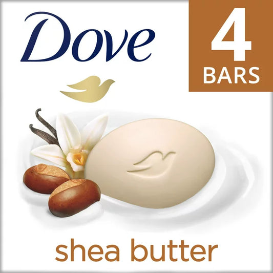Dove Beauty Bar Gentle Skin Cleanser Shea Butter, 3.75 oz 4 Bars