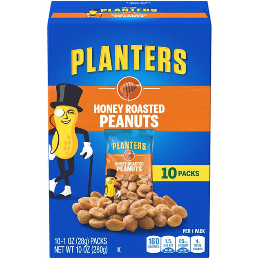 Honey Roasted Peanuts, 10 ct Box, 1 oz Packs