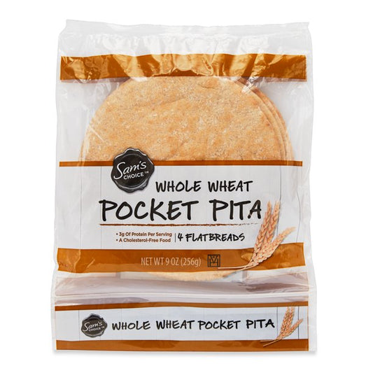 Sam's Choice Whole Wheat Pocket Pita, 9 oz, 4 Count