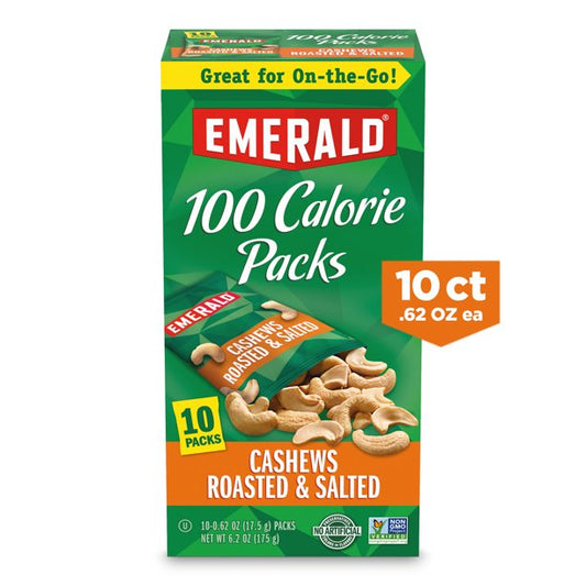 Cashews Roasted & Salted, 100 Calorie Packs, 10 Ct, 6.2 Oz
