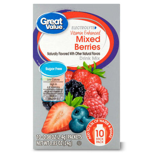 Great Value Sugar Mixed Berries Drink Mix 10ct