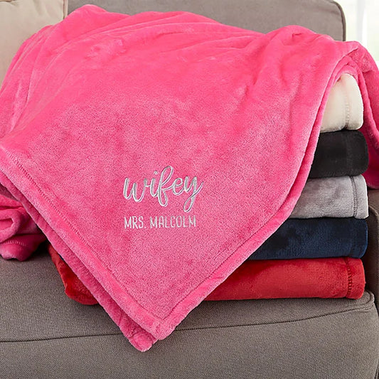 Wifey Personalized 50x60 Pink Fleece Blanket