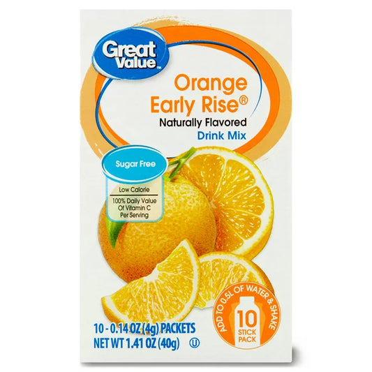 Great Value Sugar-Free Orange Early Rise Drink Mix 10 Ct