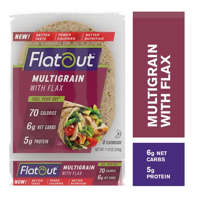 Flatout Multigrain with Flax Flatbread Wraps, 8 Flatbreads