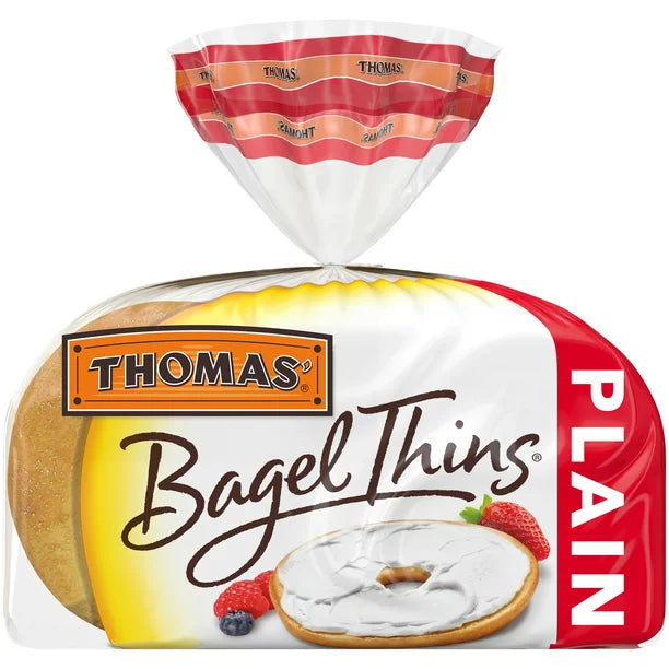 Thomas' Plain Bagel Thins, 8 Pre-Sliced Bagels