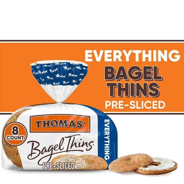 Thomas' Plain Bagel Thins, 8 Pre-Sliced Bagels