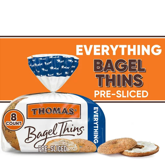 Thomas' Plain Bagel Thins, 8 Pre-Sliced Bagels