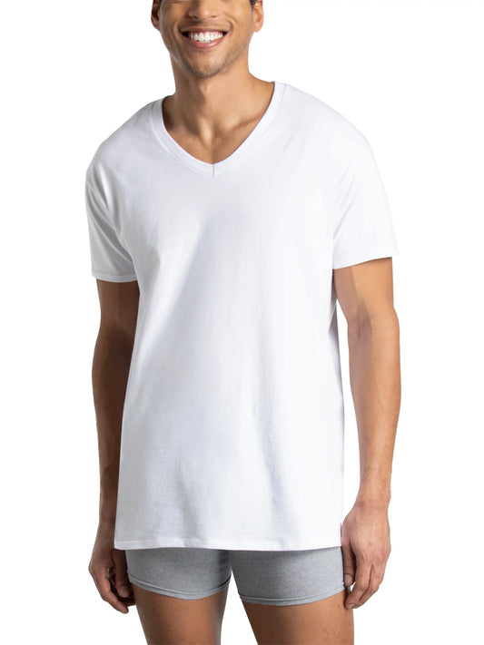 White V-Neck Undershirts, 6 Pack